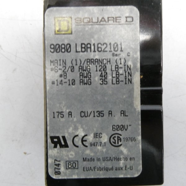 SQUARE D 9080LBA162101 SER. C 600V 175A NSNP