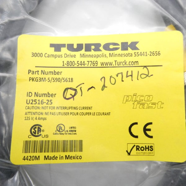 TURCK PKG3M-5/S90-S618 U2516-25 125V 4A NSMP