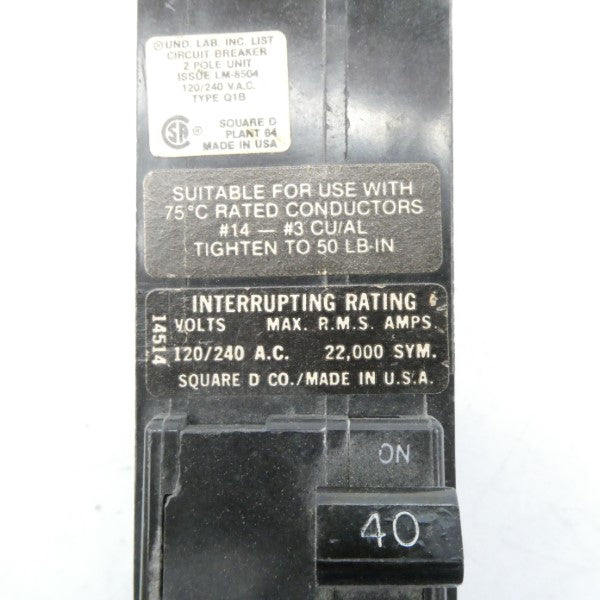 SQUARE D Q1B240 120/240VAC 40A NSNP