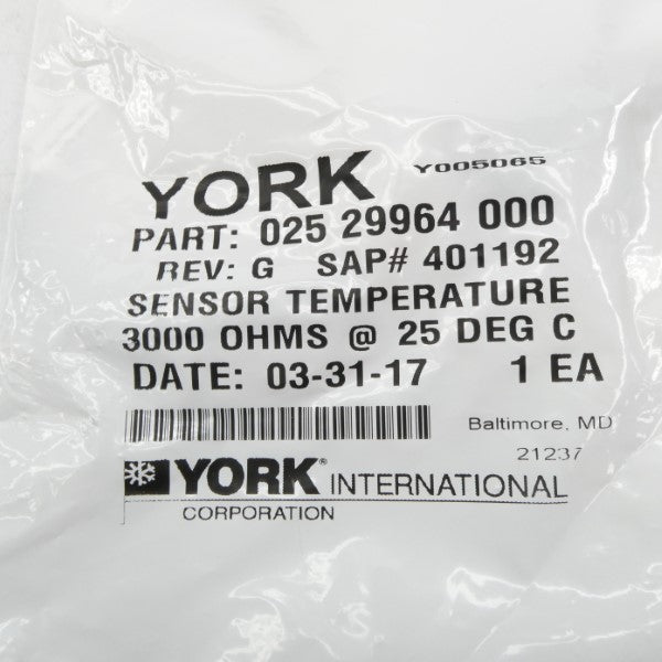 YORK 0252996400 REV. G NSMP