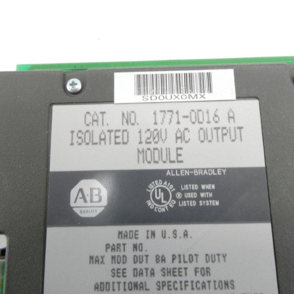 ALLEN BRADLEY 1771-OD16 SER. A F/W A 120VAC (NO TERMINAL) NSNP