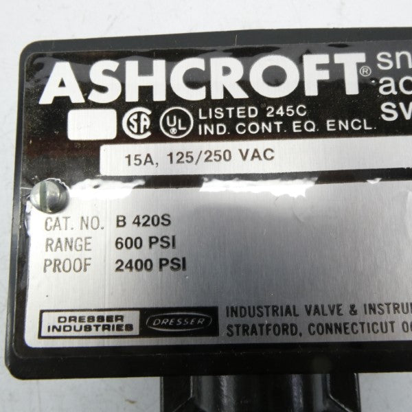 ASHCROFT B420S 125/250VAC 15A 600PSI NSMP