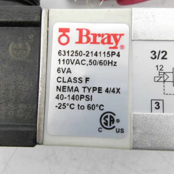 BRAY 631250-214115P4 110VAC 40-140PSI NSNP