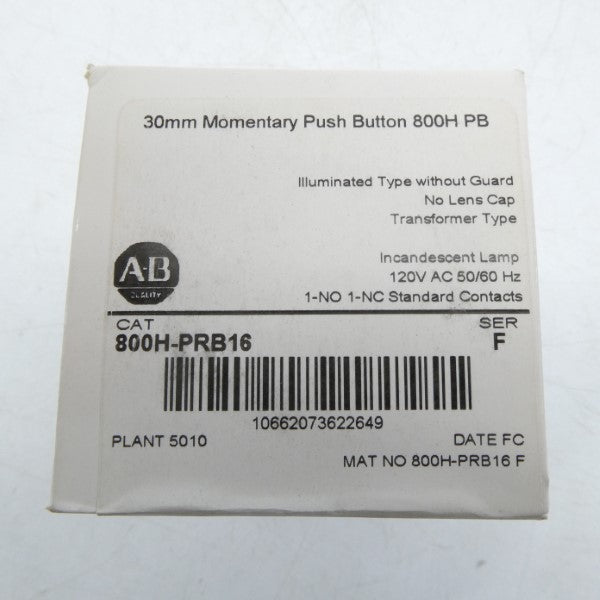ALLEN BRADLEY 800H-PRB16 SER. F 120VAC (WH) NSFS