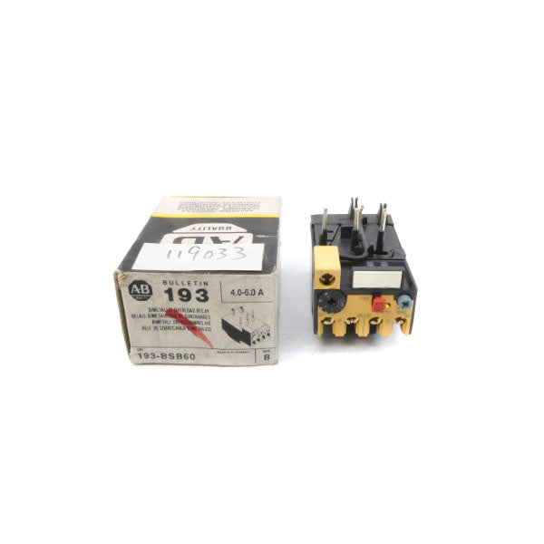 ALLEN BRADLEY 193-BSB60B SER. B 600V 4.0-6.0A (BK/YL) NSMP