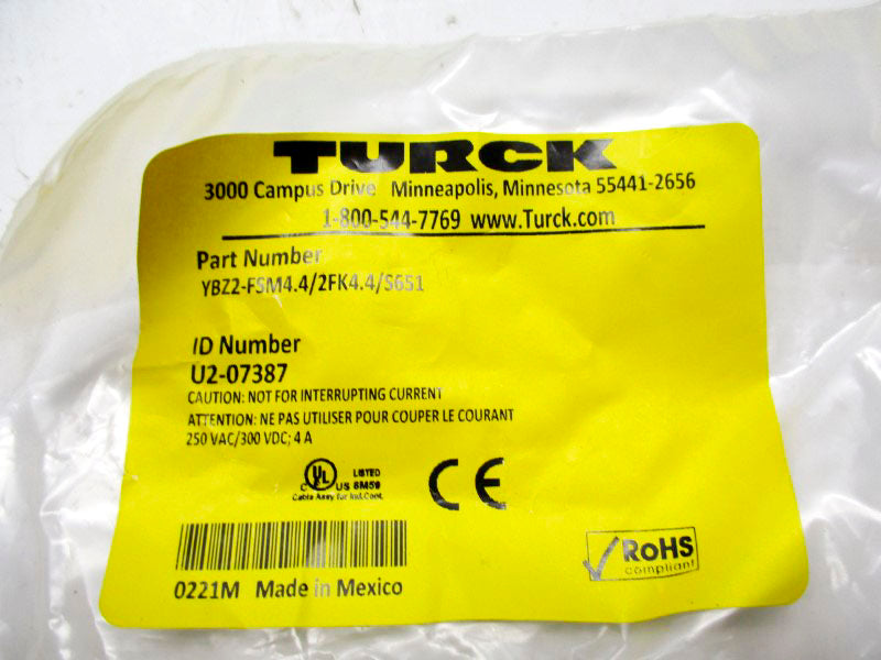 TURCK YBZ2-FSM4.4/2FK4.4/S651 U2-07387 250VAC 4A NSMP