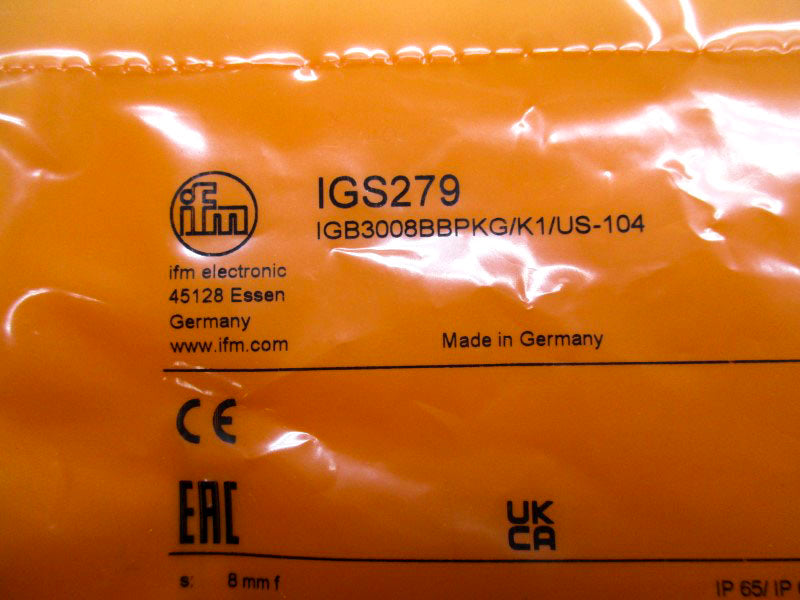 IFM EFECTOR IGS279 IGB3008BBPKG/K1/US-104 10-30VDC NSMP