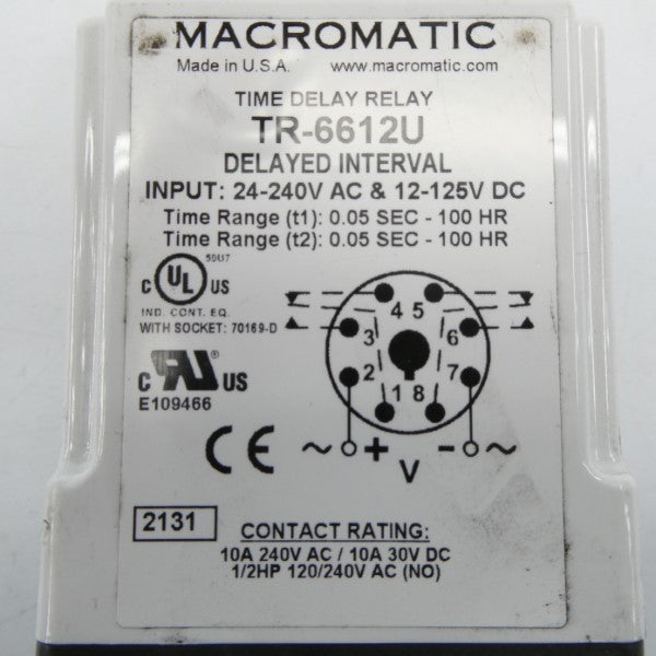 MACROMATIC TR-6612U 24-240VAC 10A  0.05S-100HR NSNP