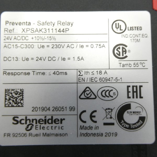 SCHNEIDER ELECTRIC XPSAK311144P 24VAC/DC 1.5A NSMP