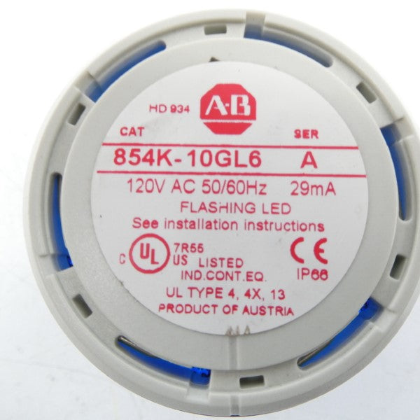 ALLEN BRADLEY 854K-10GL6 SER. A 120VAC (WH) NSMP
