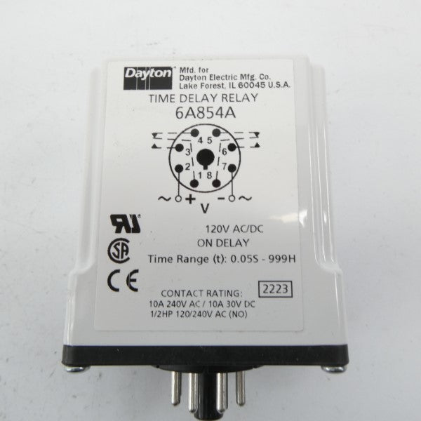 DAYTON 6A854A 120VAC/DC 10A 0.05S-999H NSMP