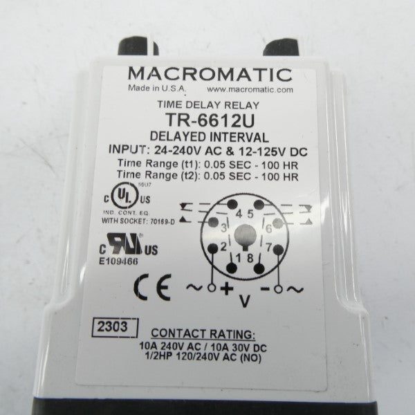 MACROMATIC TR-6612U 24-240VAC 10A 0.05S-100HR NSMP