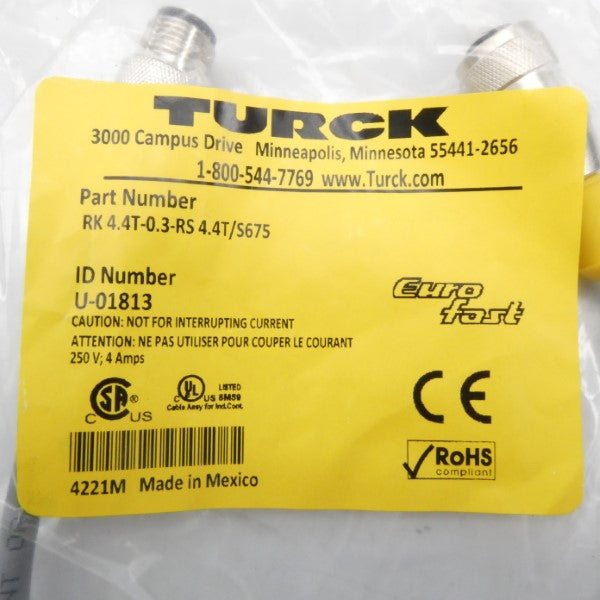 TURCK RK4.4T-0.3-RS4.4T/S675 U-01813 250V 4A NSMP