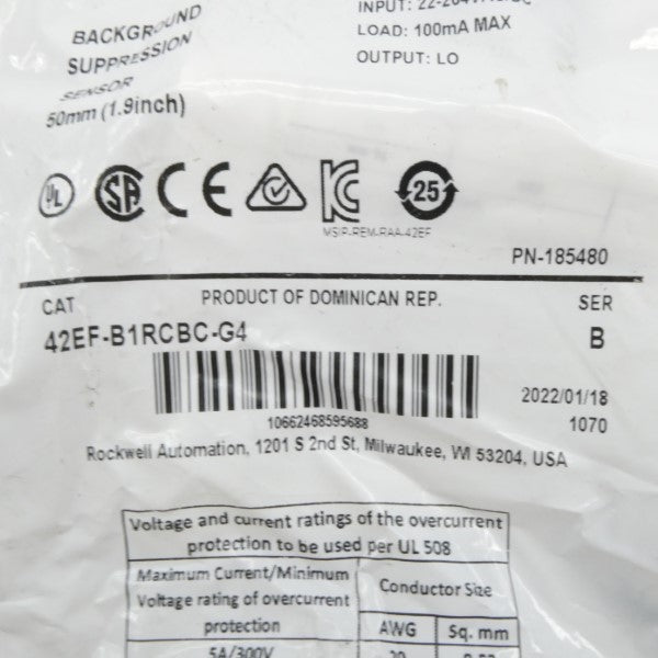 ALLEN BRADLEY 42EF-B1RCBC-G4 SER. B 22-204VAC/DC NSMP