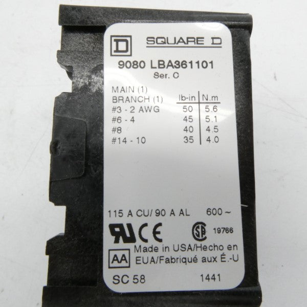 SQUARE D 9080LBA361101 SER. C 600V 115A NSMP