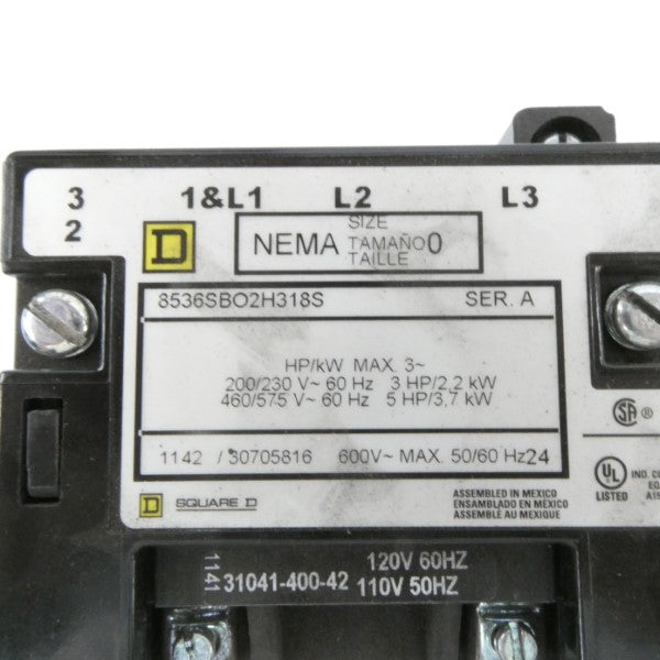 SQUARE D 8536SBO2H318S SER. A 110/120V (AS PICTURED) NSNP