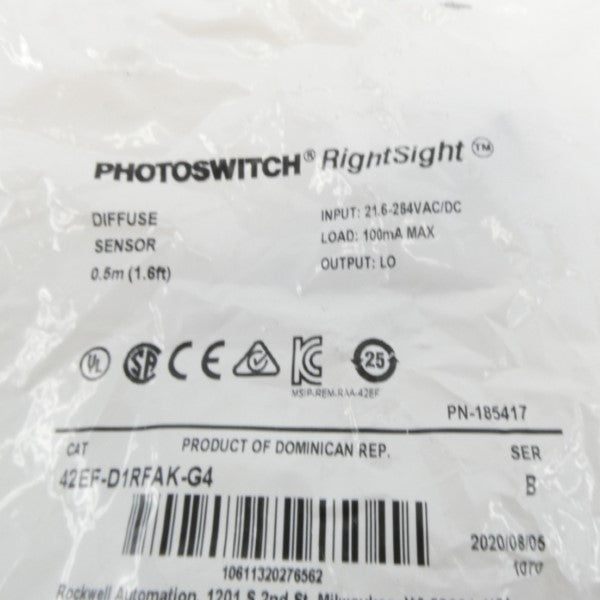 ALLEN BRADLEY 42EF-D1RFAK-G4 SER. B 21.6-264VAC/DC NSMP