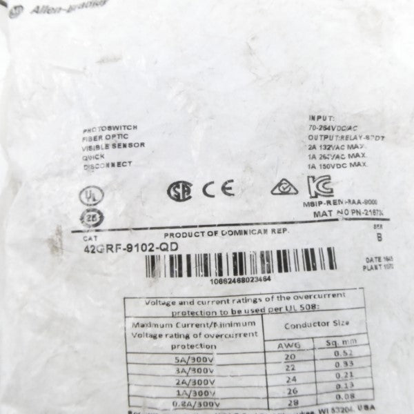 ALLEN BRADLEY 42GRF-9102-QD SER. B 70-264VAC/DC 1A NSMP