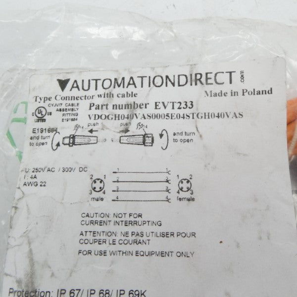 AUTOMATION DIRECT EVT233 VDOGH040VAS0005E04STGH040VAS 250VAC 4A NSMP