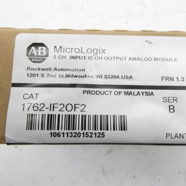 ALLEN BRADLEY 1762-IF2OF2 SER. B F/W 1.3 DATE: 2020 REV. C NSFS