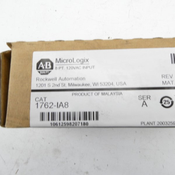 ALLEN BRADLEY 1762-IA8 SER. A 120VAC DATE: 2018 REV. C NSFS