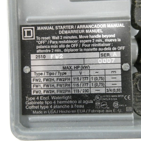 SQUARE D 2510FW2 SER. A 115/277V NSMP