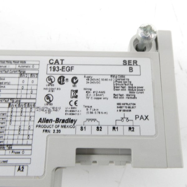ALLEN BRADLEY 193-EGF SER. B 24-240VAC (BR/WH) NSMP