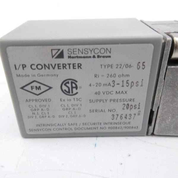 SENSYCON 22/06-65 40VDC 3-15PSI NSNP
