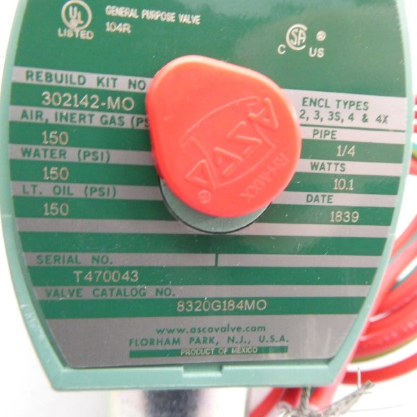 ASCO 8320G184MO 110/120V 150PSI 1/4" NSMP