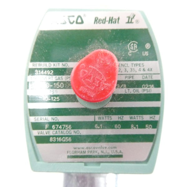 ASCO 8316G56 110/120V 10-125PSI 3/8" NSMP