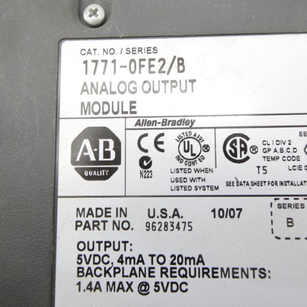 ALLEN BRADLEY 1771-OFE2 SER. B F/W B 5VDC NSNP