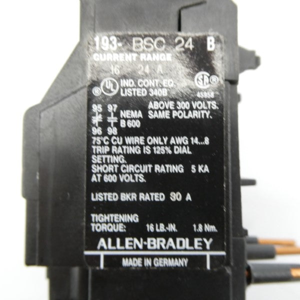 ALLEN BRADLEY 193-BSC24 SER. B 600V 16-24A NSNP
