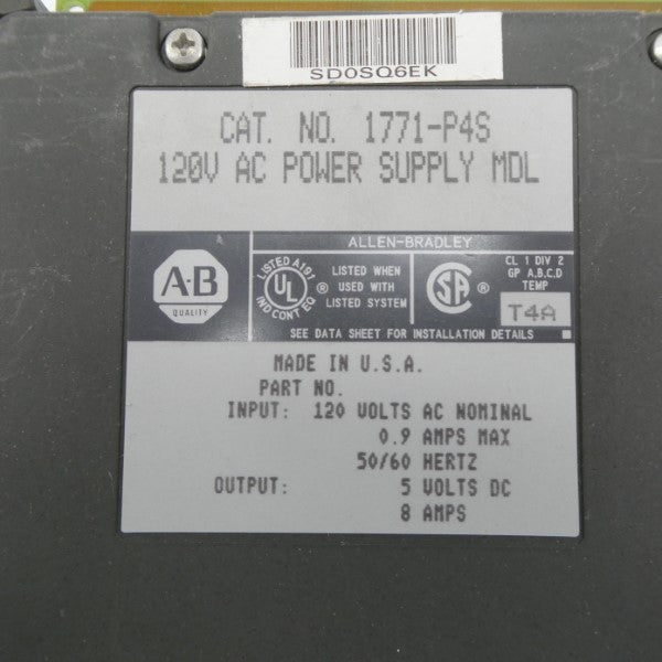 ALLEN BRADLEY 1771-P4S 120VAC NSNP