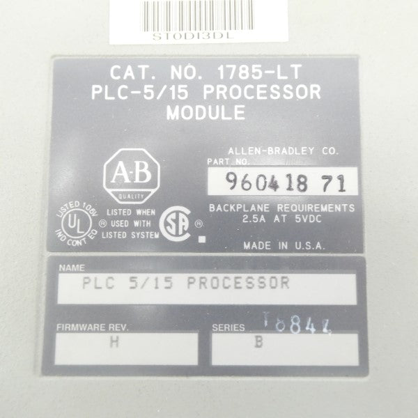 ALLEN BRADLEY 1785-LT SER. B F/W H 5VDC 2.5A (NO KEY) UNMP