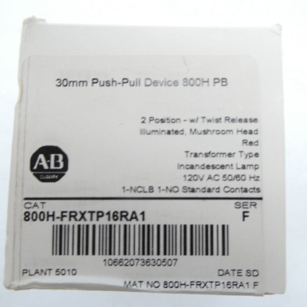 ALLEN BRADLEY 800H-FRXTP16RA1 SER. F 120VAC (WH) NSFS