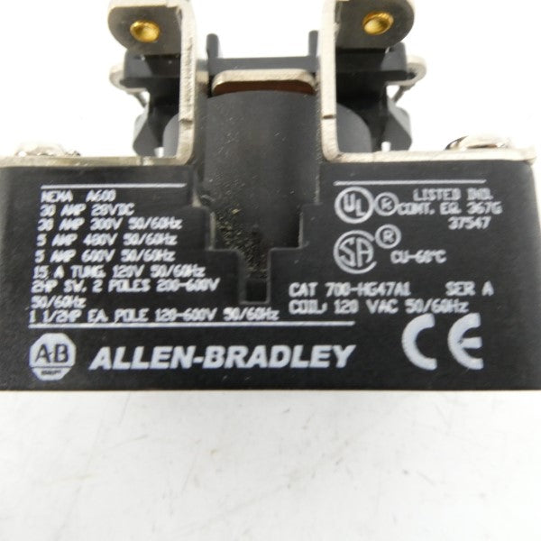 ALLEN BRADLEY 700-HG47A1 SER. A 120VAC 30A (WH) NSMP
