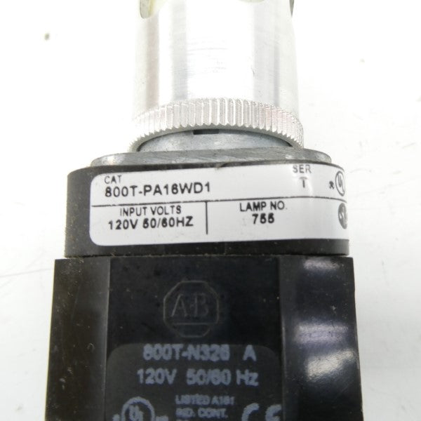 ALLEN BRADLEY 800T-PA16WD1 SER. T 120V NSNP
