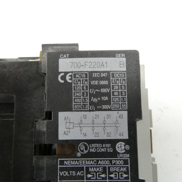 ALLEN BRADLEY 700-F220A1 SER. B 110/120V (GY/BL) NSMP