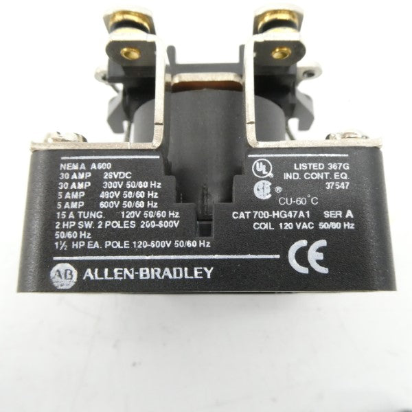 ALLEN BRADLEY 700-HG47A1 SER. A 120VAC 30A (WH) NSMP