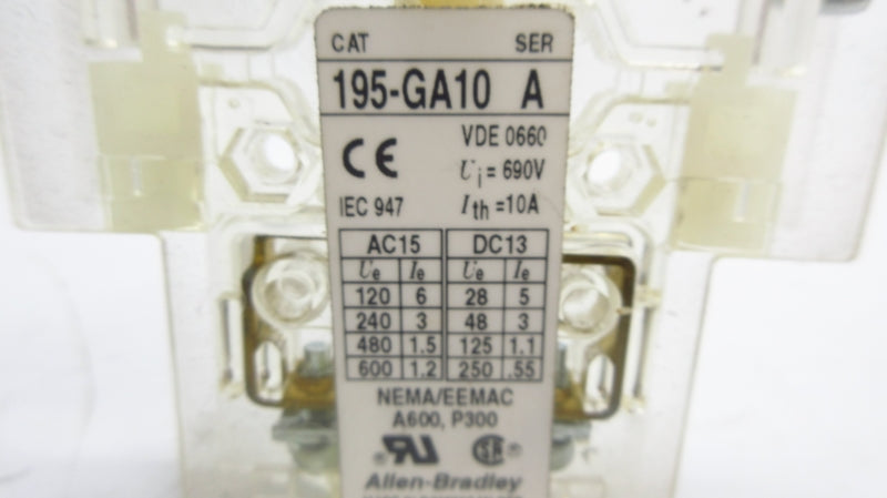 INDUSTRIAL SPARE PART 195-GA10 SER. A 600VAC 1.2A NSNP