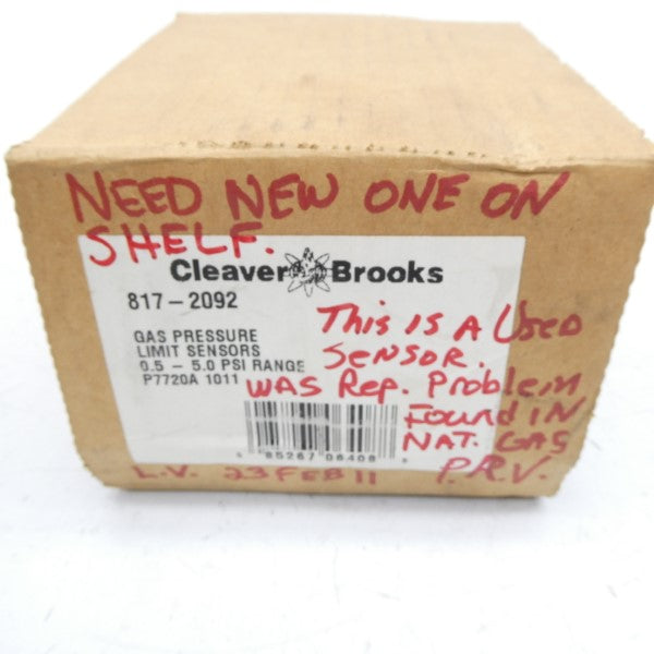 CLEAVER BROOKS 817-2092 0.5-5.0PSI UNMP