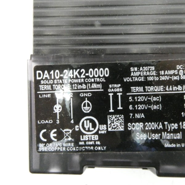 WATLOW DA10-24K2-0000 100-240VAC 18A NSMP