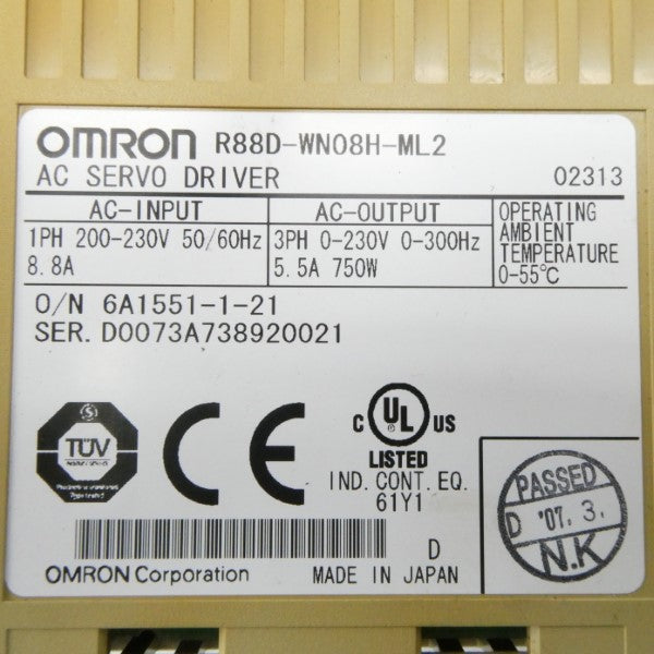 OMRON R88D-WN08H-ML2 200-230V 8.8A UNMP