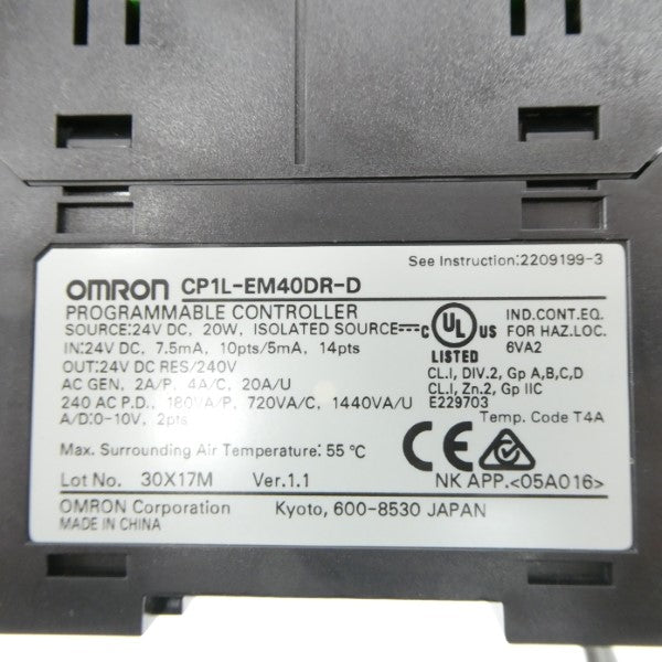 OMRON CP1L-EM40DR-D VER. 1.1 24VDC NSMP