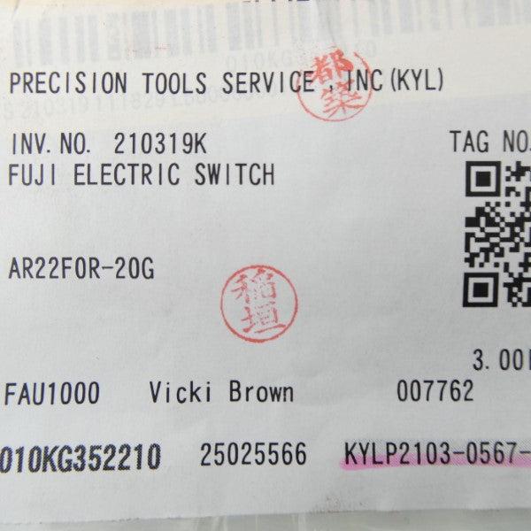 FUJI ELECTRIC AR22F0R-20G (PKG OF 3) NSMP