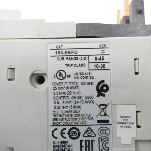 ALLEN BRADLEY 193-EEFD SER. C 600V 9-45A (AS PICTURED) (WH) NSMP