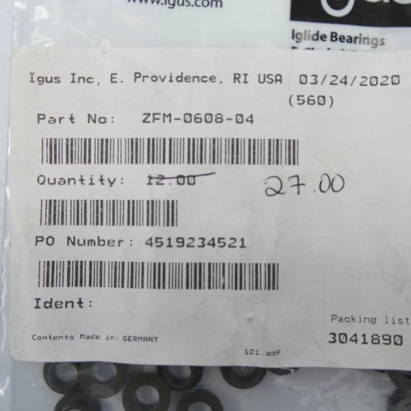 IGUS ZFM-0608-04 (PKG OF 27) NSMP