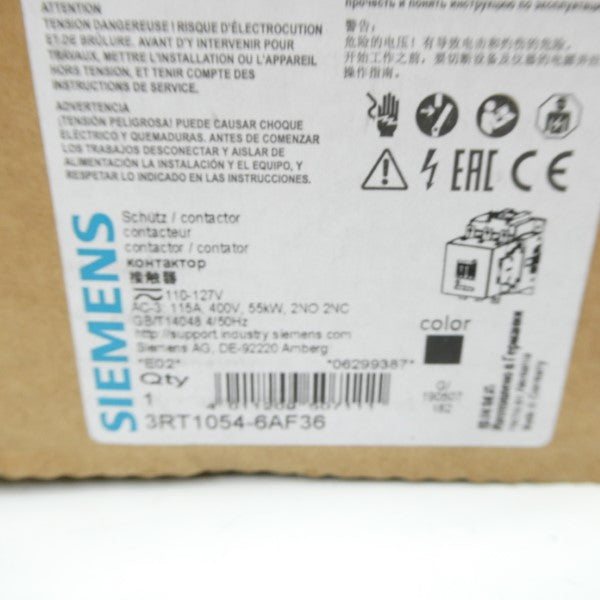 SIEMENS 3RT1054-6AF36 110-127V 115A NSMP