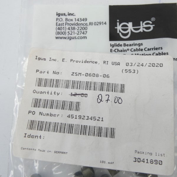IGUS ZSM-0608-06 (PKG OF 23) NSMP