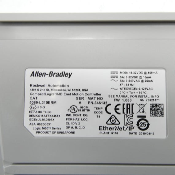 ALLEN BRADLEY 5069-L310ERM SER. A F/W 1.063 18-32VDC NSMP